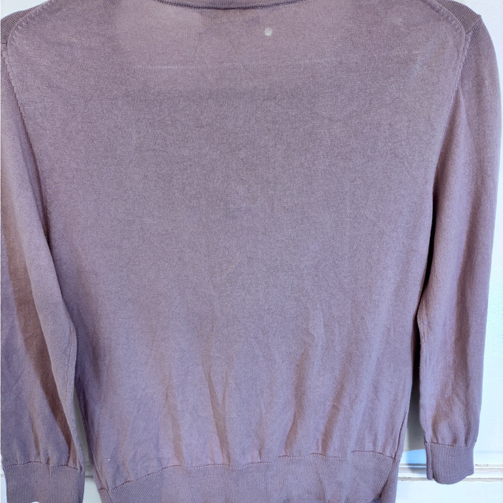 LOFT Lavender Knit Cardigan Snap Down Ruffle Front - Picture 8 of 9